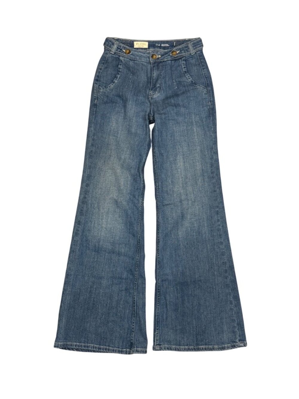 Pilcro Tower Flare Jeans Size 24 Mid-Rise Wide Leg Blue Denim Anthropologie - Picture 3 of 10